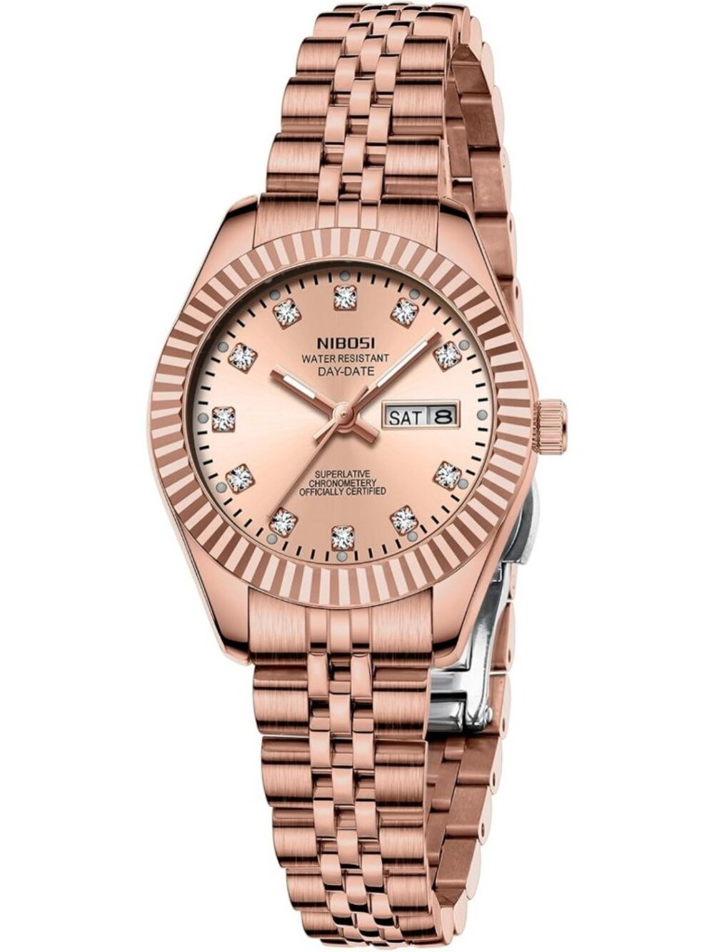 Stylish Women's Analog Quartz Watch - Gold & Silver Stainless Steel, Day Date